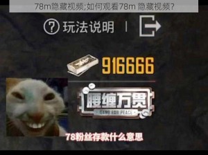 78m隐藏视频;如何观看78m 隐藏视频？