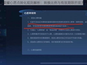 王者荣耀心愿点转化规则解析：转换比例与有效期限的官方指南