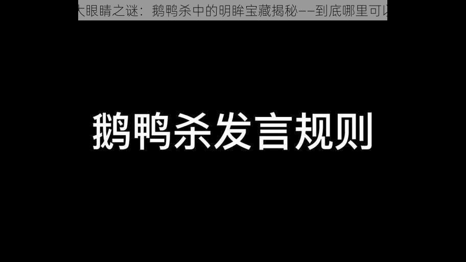 寻找大眼睛之谜：鹅鸭杀中的明眸宝藏揭秘——到底哪里可以买到