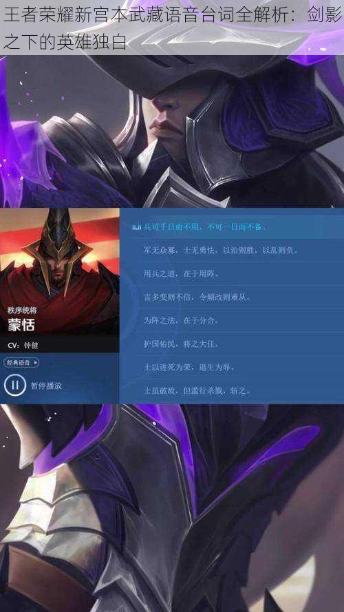 王者荣耀新宫本武藏语音台词全解析：剑影之下的英雄独白