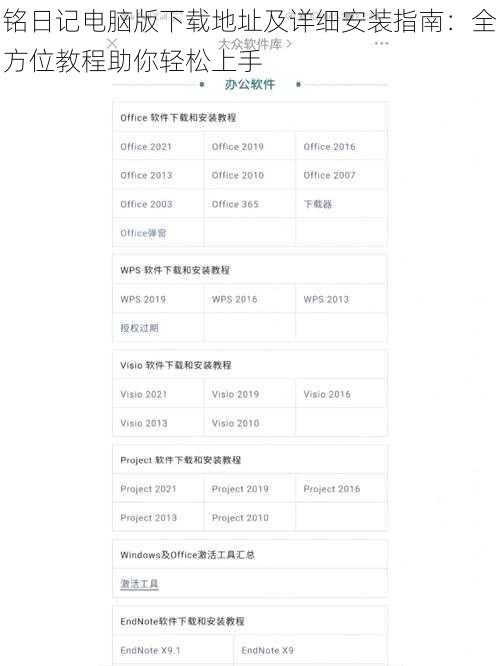 铭日记电脑版下载地址及详细安装指南：全方位教程助你轻松上手