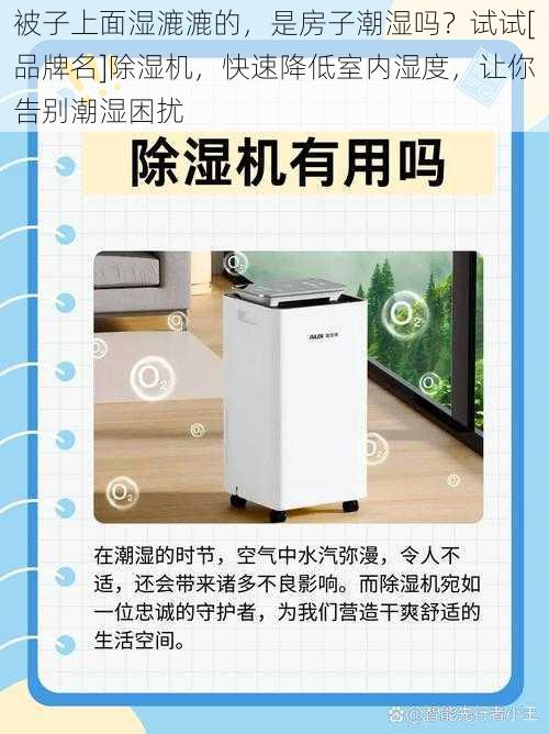 被子上面湿漉漉的，是房子潮湿吗？试试[品牌名]除湿机，快速降低室内湿度，让你告别潮湿困扰