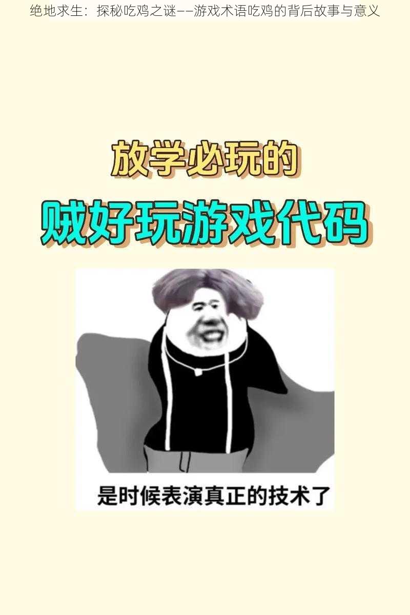 绝地求生：探秘吃鸡之谜——游戏术语吃鸡的背后故事与意义