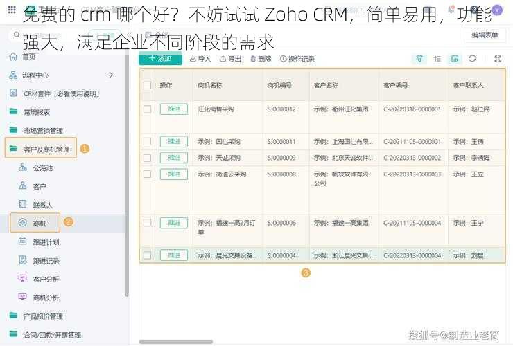 免费的 crm 哪个好？不妨试试 Zoho CRM，简单易用，功能强大，满足企业不同阶段的需求