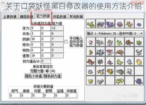 关于口袋妖怪黑白修改器的使用方法介绍