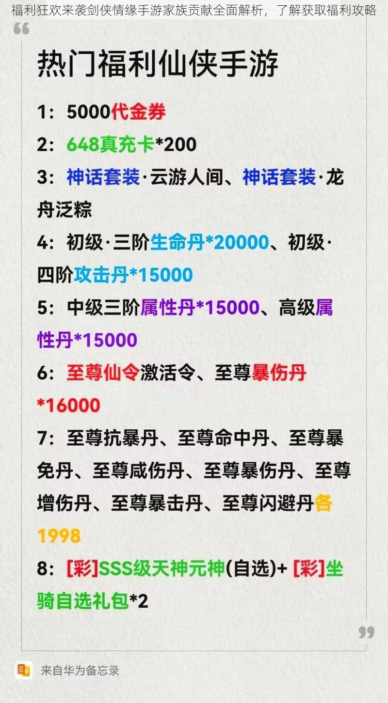 福利狂欢来袭剑侠情缘手游家族贡献全面解析，了解获取福利攻略