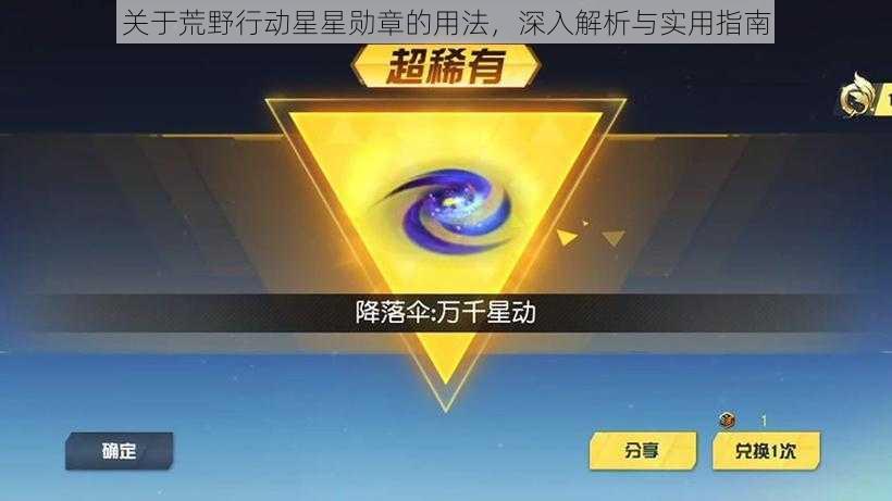 关于荒野行动星星勋章的用法，深入解析与实用指南