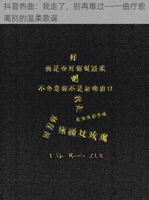 抖音热曲：我走了，别再难过——一曲疗愈离别的温柔歌谣