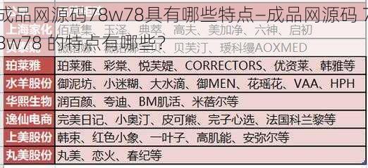 成品网源码78w78具有哪些特点—成品网源码 78w78 的特点有哪些？