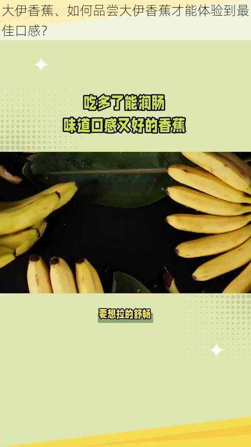 大伊香蕉、如何品尝大伊香蕉才能体验到最佳口感？