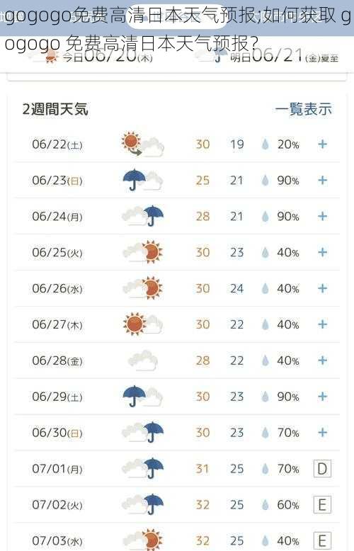 gogogo免费高清日本天气预报;如何获取 gogogo 免费高清日本天气预报？