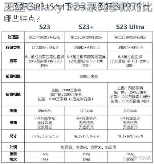 成色好的P31S有何特点;成色好的 P31S 有哪些特点？