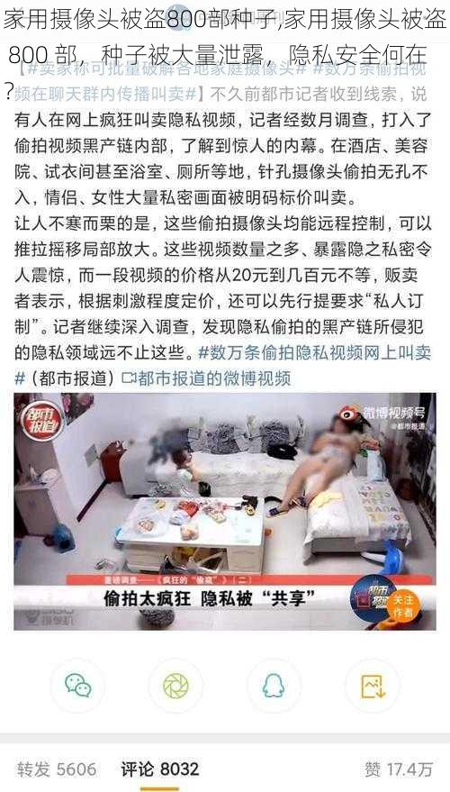 家用摄像头被盗800部种子,家用摄像头被盗 800 部，种子被大量泄露，隐私安全何在？