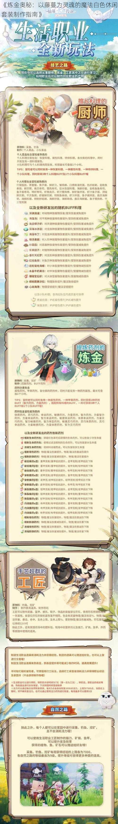 《炼金奥秘：以藤蔓为灵魂的魔法白色休闲套装制作指南》