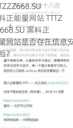 TTTZZZ668.SU黑料正能量网站 TTTZZZ668.SU 黑料正能量网站是否存在信息安全风险？